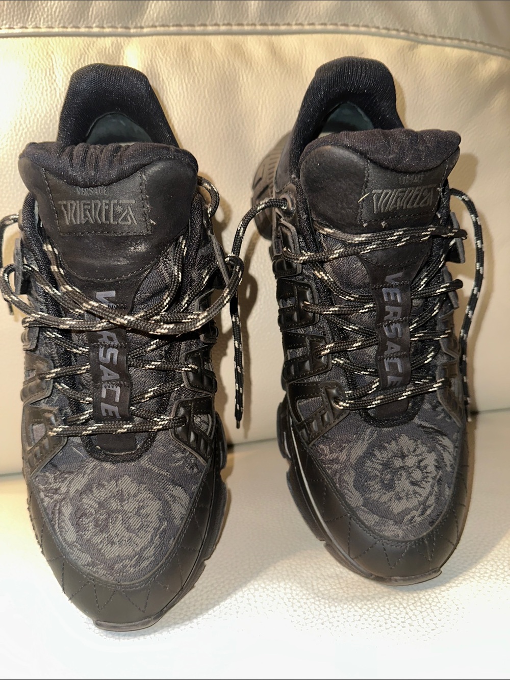 Versace Black Patterned Men's Sneakers